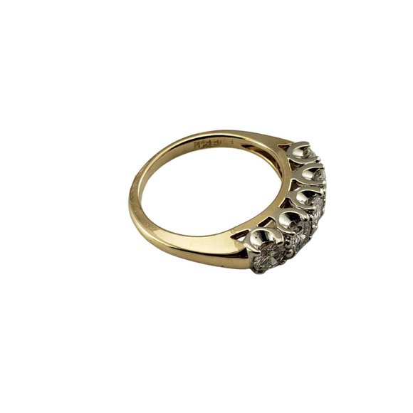 14 Karat Yellow and White Gold Diamond Wedding Band Ring Size 6.25 #10069 - Picture 4 of 8